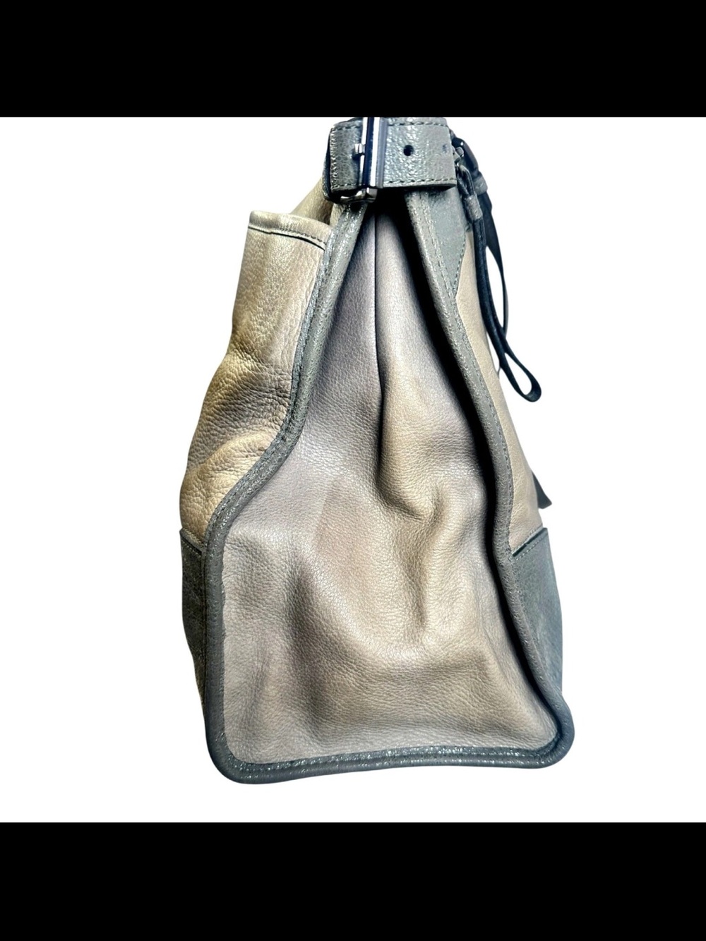 Mulberry Two-Tone Gray and Charcoal Leather Shoulder Bag - Picture 4 of 16